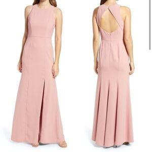 Dessy collection Open Back Gown in desert rose Size 14 New with tags Pink Maxi
